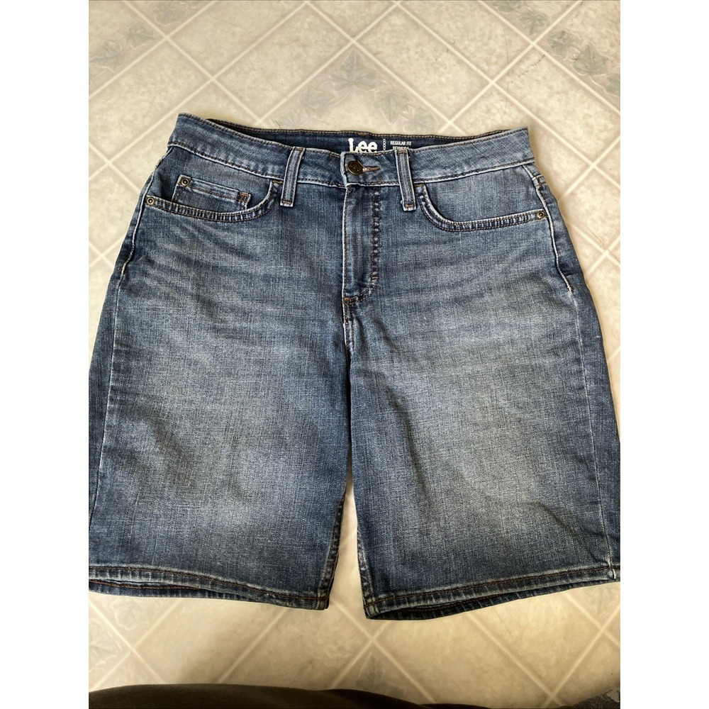 Lee Shorts Size‎ 10 M Medium Regular Fit Bermuda Mid Rise Blue Denim Shorts